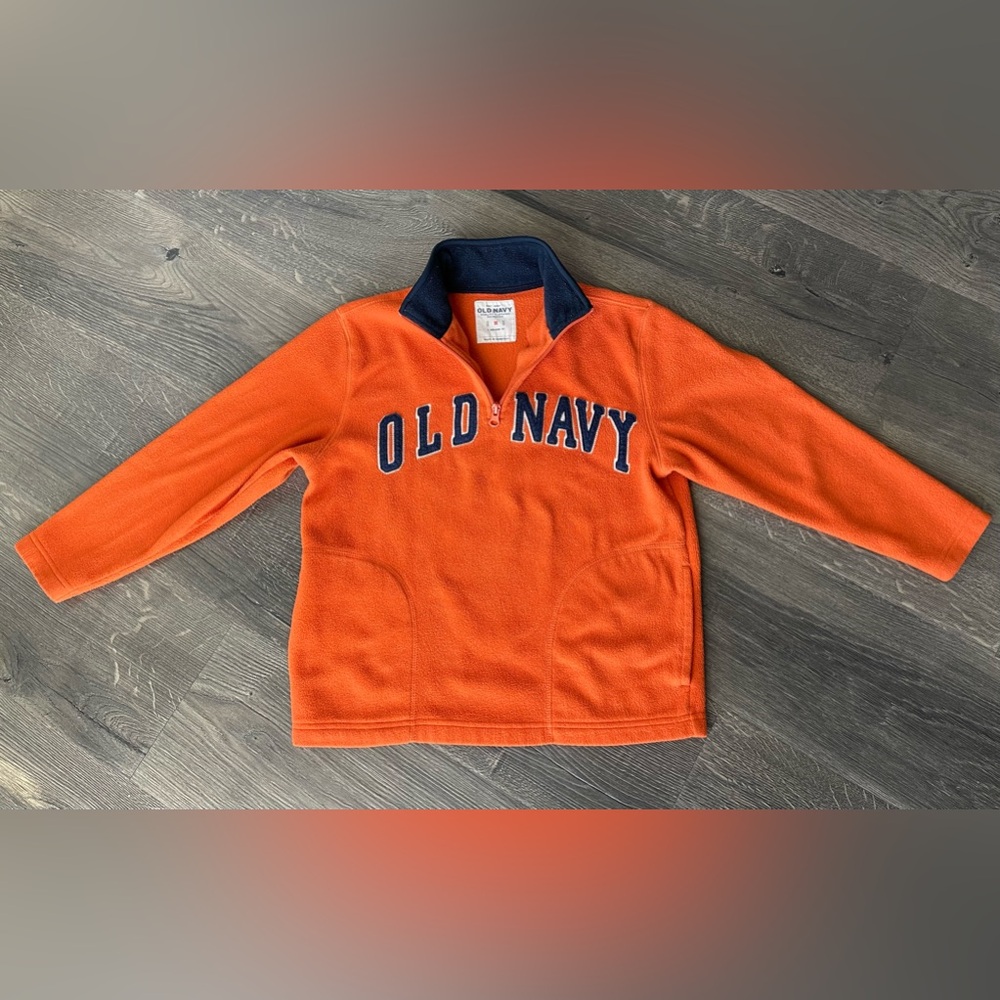 Old Navy Boys 1/4 Quarter Zip Fleece Pullover Sweatshirt Size Medium 8 Orange